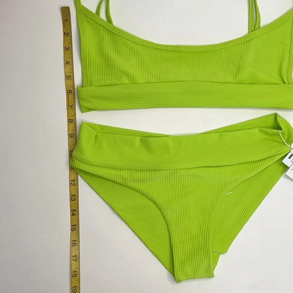 NWT Frankie’s Bikinis Gavin Ribbed bikini set XL neon green - Picture 8 of 16